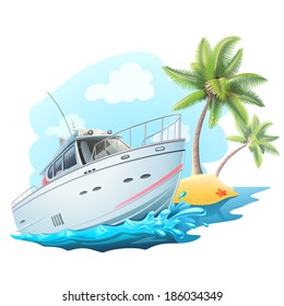 Summer Travel On Yacht Illustration