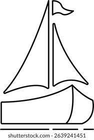 A summer travel outline icon featuring sunshine, a suitcase, palm trees, and waves symbolizing adventure, relaxation, and tropical destinations under the warm sun