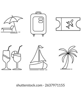 A summer travel outline icon pack
