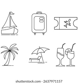 A summer travel outline icon pack