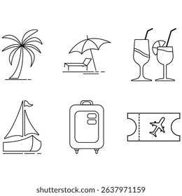 A summer travel outline icon pack