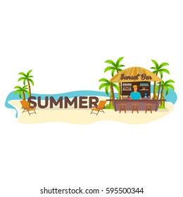 Summer. Travel. Palm drink lounge chair tropical
