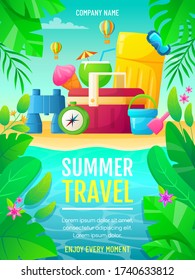 Diseño de afiches de viajes de verano. Ilustración del vector