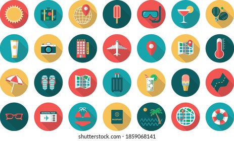 Summer travel set icons flat design