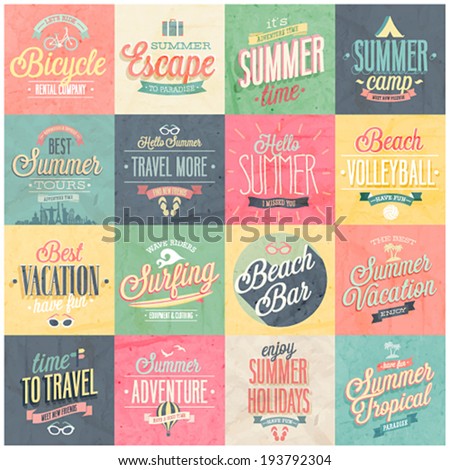 Summer and Travel set - labels and emblems.