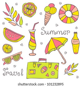 Summer travel set vector illustration