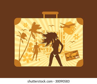 Summer travel, suitcase
