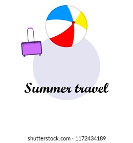 summer travel suitcase cocktail ball hat shell vector background