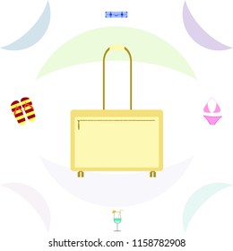summer travel suitcase swimsuit flip flops cocktail vector background