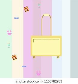 summer travel suitcase swimsuit flip flops cocktail vector background