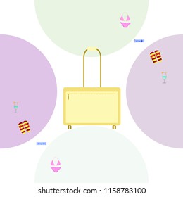 summer travel suitcase swimsuit flip flops cocktail vector background