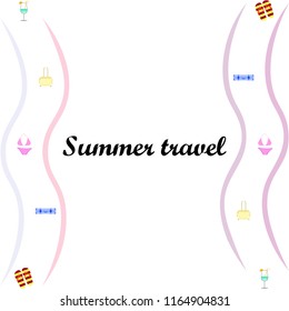 summer travel suitcase swimsuit flip flops cocktail vector background