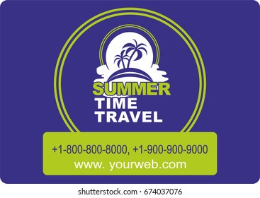 Summer travel and tourism background.Logo for travel on a sticker, poster, card, business card for a travel company.Vector icon.Picture tour in summer.