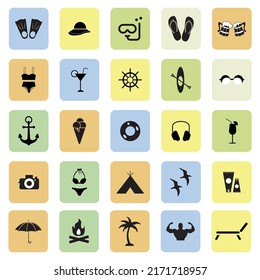 Summer travel and vacation icon collection