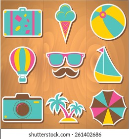 Summer travel and vacation icon collection