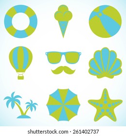 Summer travel and vacation icon collection