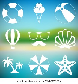 Summer travel and vacation icon collection
