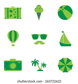 Summer travel and vacation icon collection