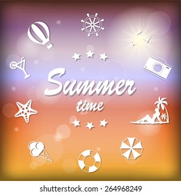 Summer travel and vacation icon collection