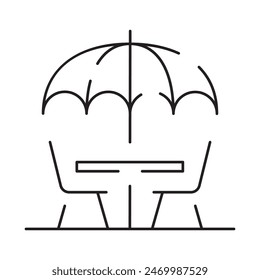Summer travel or vacation line icon. Summer elements, sign and beach