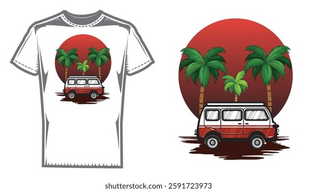 Summer travel vacation logo concept with motorhome