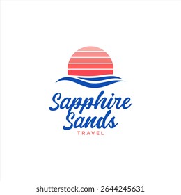 Summer travel vacation logo concept illustration in circle shape. Paradise beach color graphic sign.