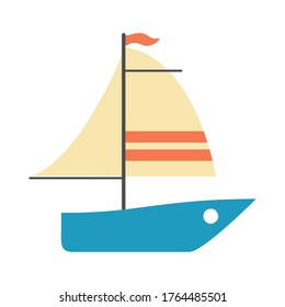 summer travel and vacation sailboat transport in flat style isolated icon vector illustration