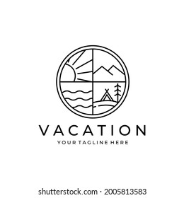 Summer travel vacation vector logo concept illustration design