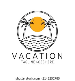 Sommerurlaub Vektor-Logo-Abbildung in Kreisform