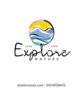 Summer travel vacation vector logo concept illustration in circle shape