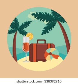 Summer, travel and vacations graphic design with icons, vector illustration