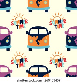 Summer Travel vector - Camper Van pattern