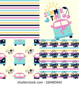 Summer Travel vector - Camper Van patterns