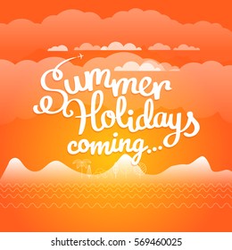 Summer travel vector illustration. Summer holidays coming concept