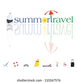 summer travel vector illustration on a sweet and beauty color background