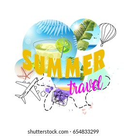 Summer travel vector logo design template. 