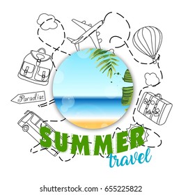 Summer travel vector logo design template.