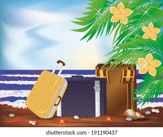 Summer travel wallpaper. vector illustration