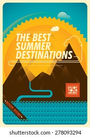 Summer traveling illustration. Vector illustration.