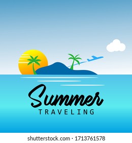 summer traveling logo design vector illustration