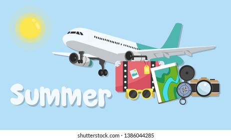 Summer traveling time. Vector image. 