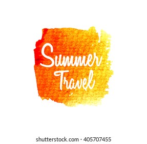 Summer Travel.Watercolor splatters. Vector