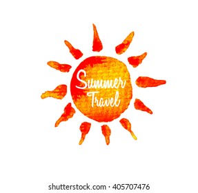 Summer Travel.Watercolor splatters. Vector