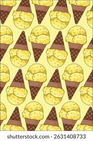 Summer Treat Background Corn Ice Cream Wrapping Page Vector