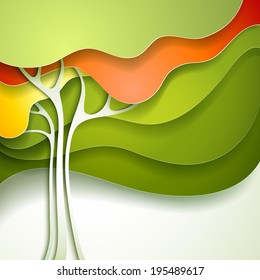 Summer tree. Abstract paper nature background.