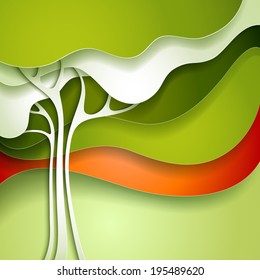 Summer tree. Abstract paper nature background.