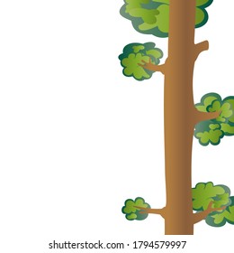 summer tree close-up vector illustration on a white background for printing in children's educational books, coloring books, advertising, posters