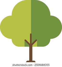 Summer tree flat icon. Green forest plant