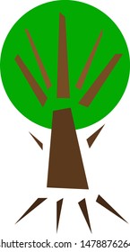 summer tree with green crown logo for design on a white background