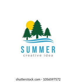 Summer Tree Logo Vector Icon Template